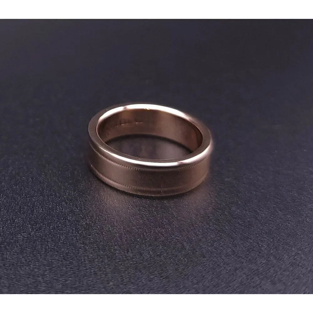 Tiffany & Co 18kt Rose Gold Together Double Milgrain 6mm Wedding Band Size 6.5